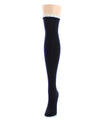 Contrast Ruffle Cotton Blend Over The Knee Socks : Color: Black