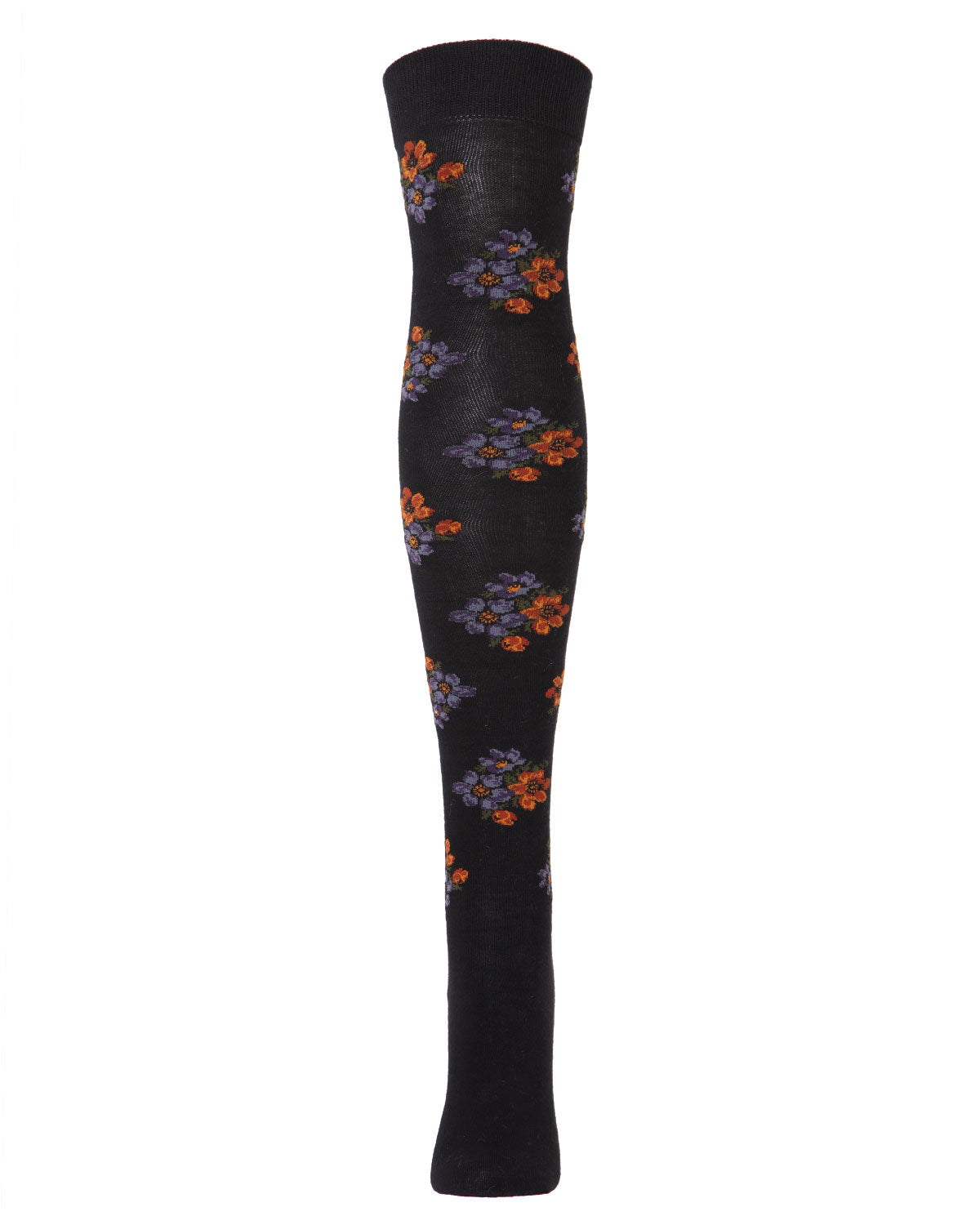 Women's Floral Pinch Over the Knee Cotton Blend Warm Socks : Color: Black