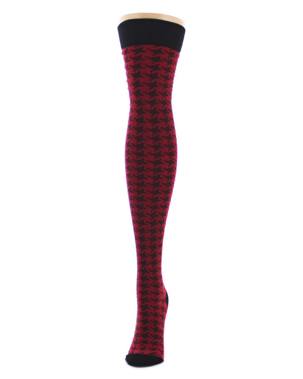Houndstooth Over The Knee Warm Socks : Color: Red