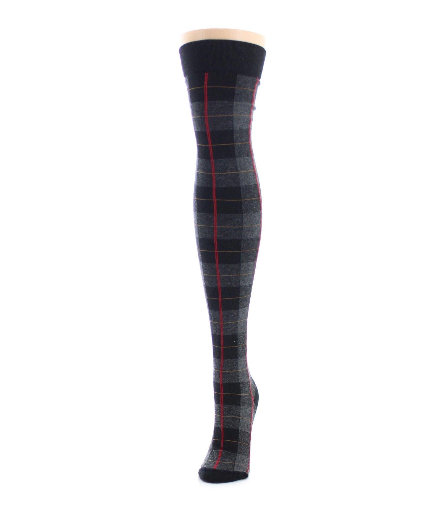 Famous Tartan Plaid Over The Knee Warm Socks : Color: Black
