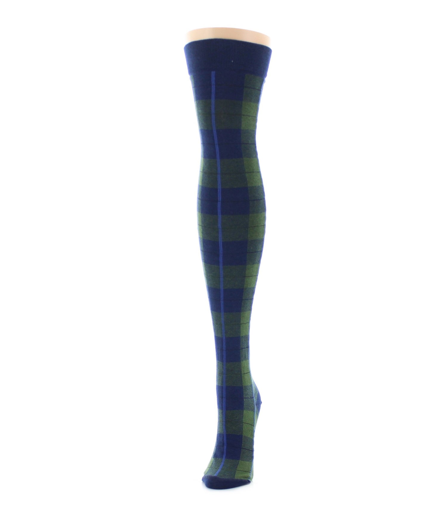 Famous Tartan Plaid Over The Knee Warm Socks : Color: Chive