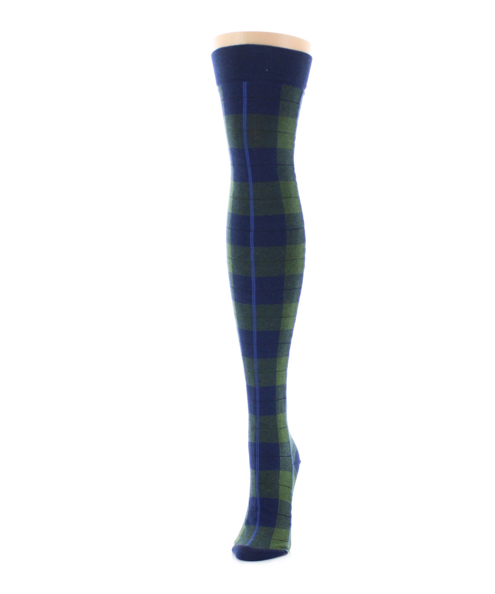 Famous Tartan Plaid Over The Knee Warm Socks : Color: Chive
