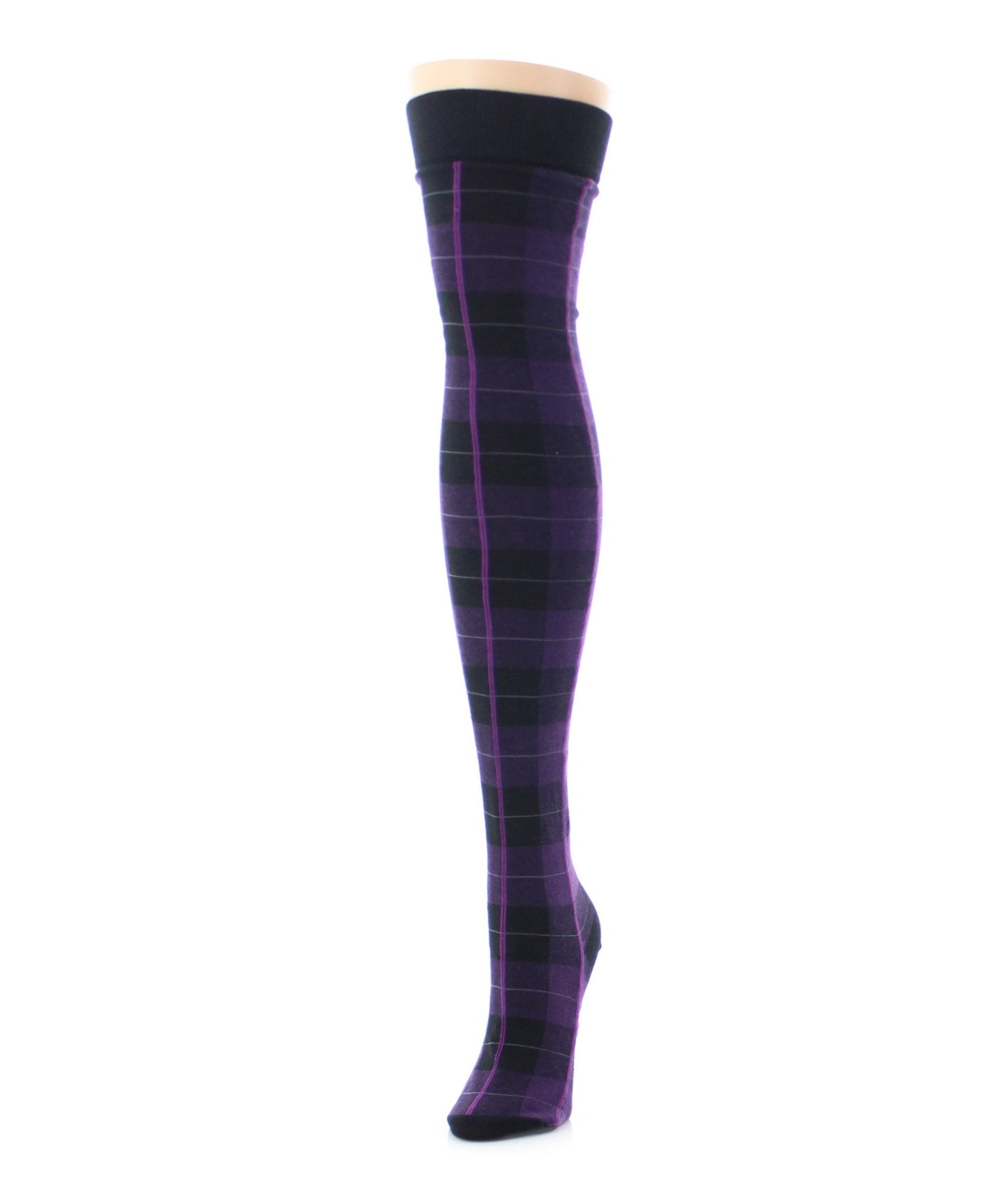 Famous Tartan Plaid Over The Knee Warm Socks : Color: Purple Pennant