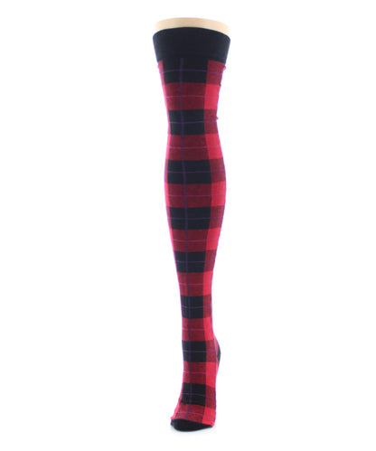 Famous Tartan Plaid Over The Knee Warm Socks : Color: Red