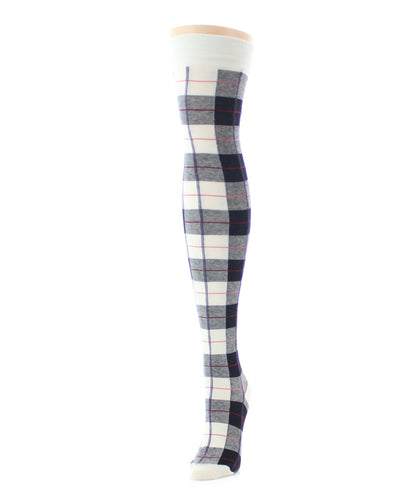 Famous Tartan Plaid Over The Knee Warm Socks : Color: Winter White