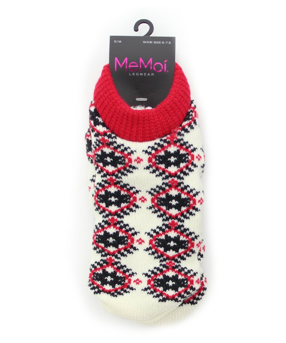 Diamond Arrow Fuzzy Lined Bootie Slipper Socks : Color: Black