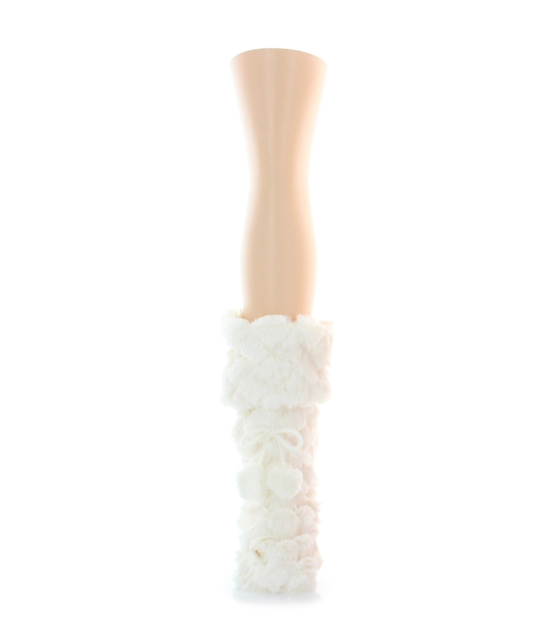 Fuzzy Wuzzy Diamond Knit PomPom Slippers : Color: White