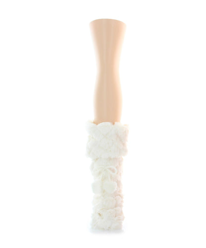 Fuzzy Wuzzy Diamond Knit PomPom Slippers : Color: White
