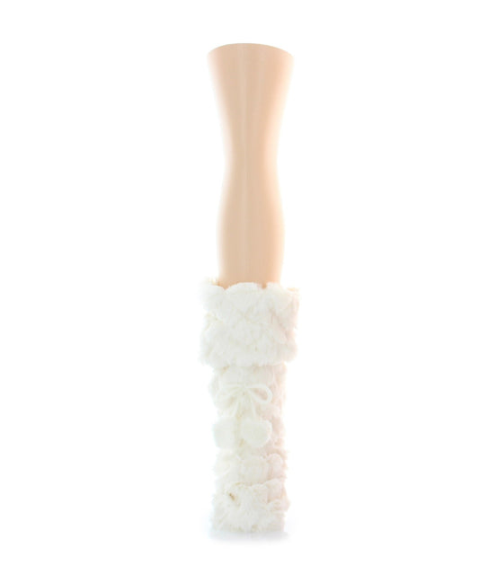 Fuzzy Wuzzy Diamond Knit PomPom Slippers : Color: White