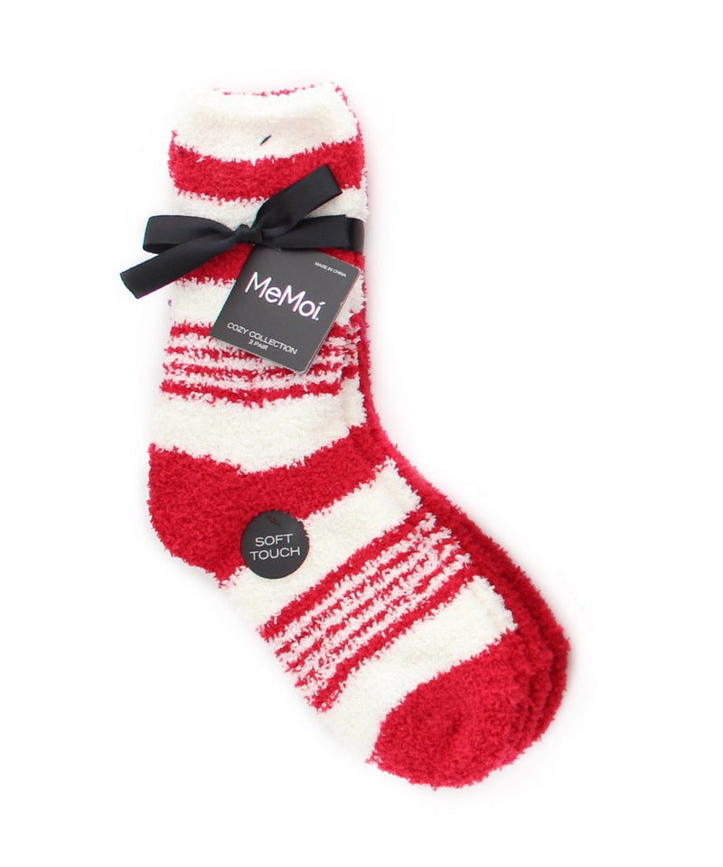 MeMoi RibbonStripe Fuzzy Socks 2 Pack
