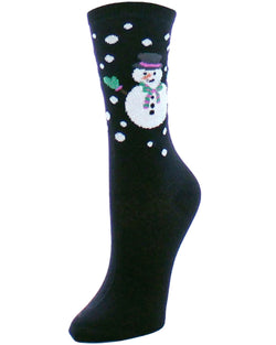 Memoi Merry and Bright Snowman Holiday Crew Sock