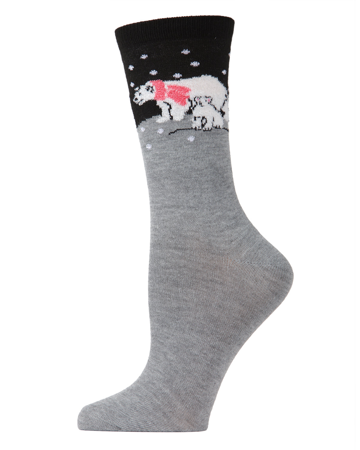 Women's Winter Polar Bear Crew Socks : Color: Medium Gray Heather