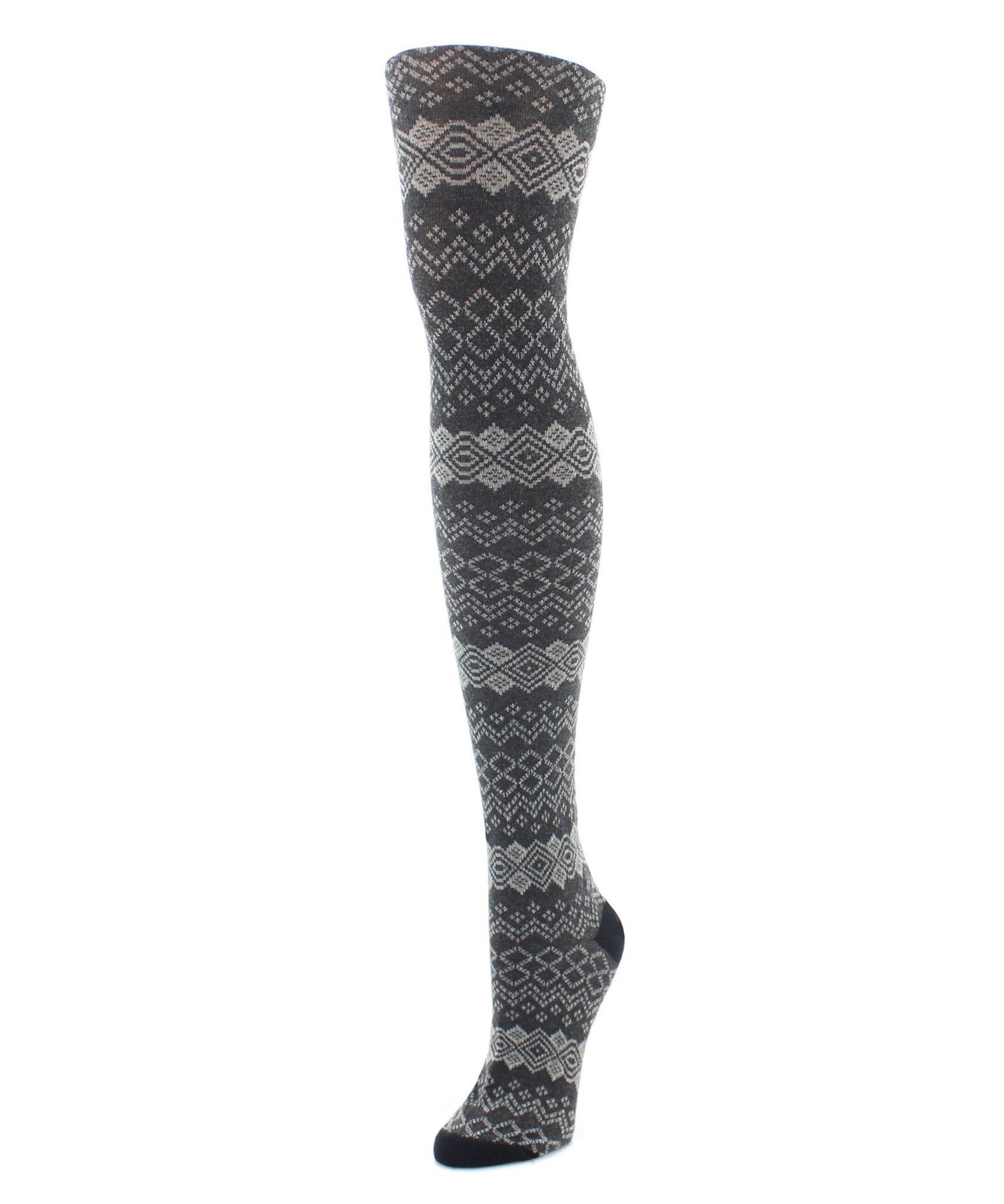 Horizontal Diamond Cotton Blend Sweater Tights : Color: Black