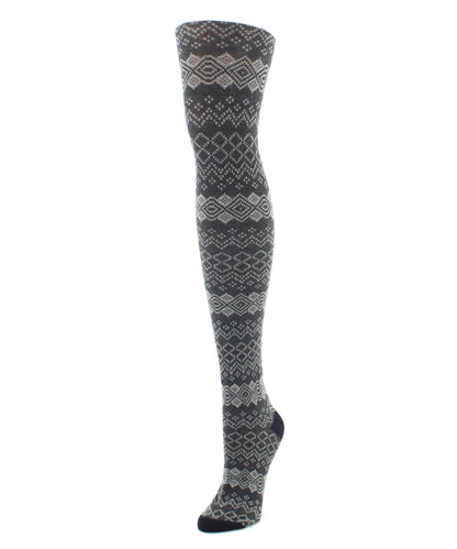Horizontal Diamond Cotton Blend Sweater Tights : Color: Black
