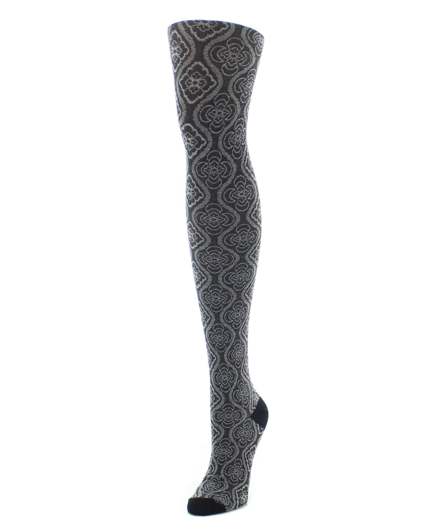 Trellis Patterned Cotton Blend Sweater Tights : Color: Black
