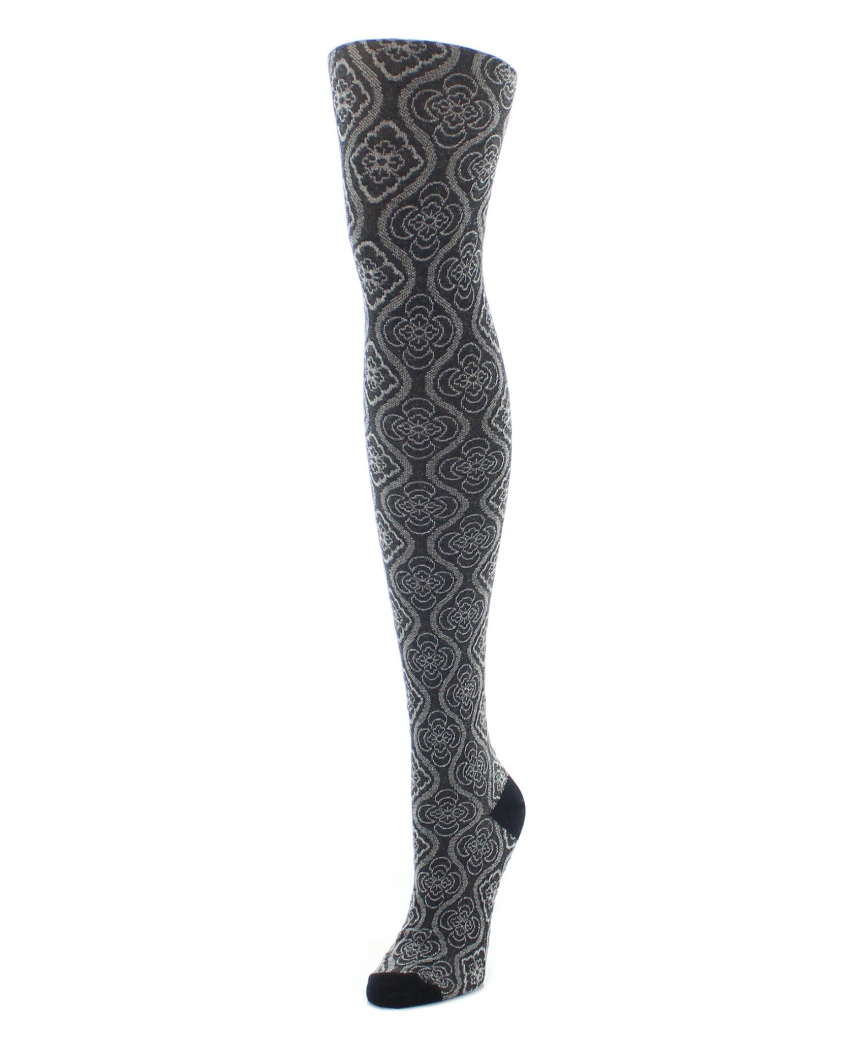 Trellis Patterned Cotton Blend Sweater Tights : Color: Black