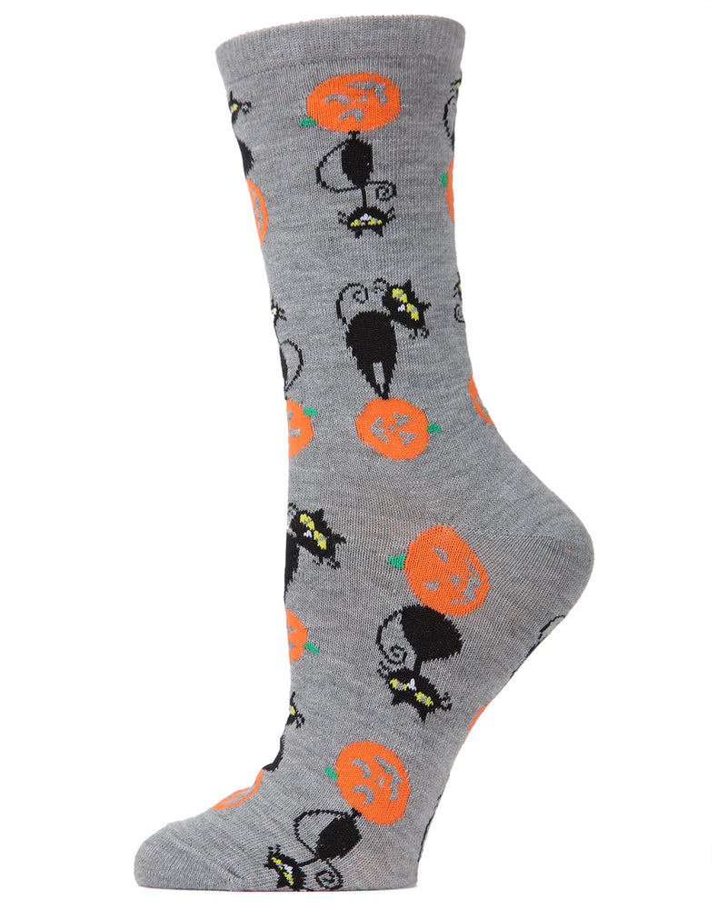 MeMoi Pumpkin Cat Crew Socks