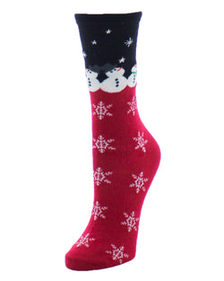 MeMoi Snowman & Snowflake Crew Socks