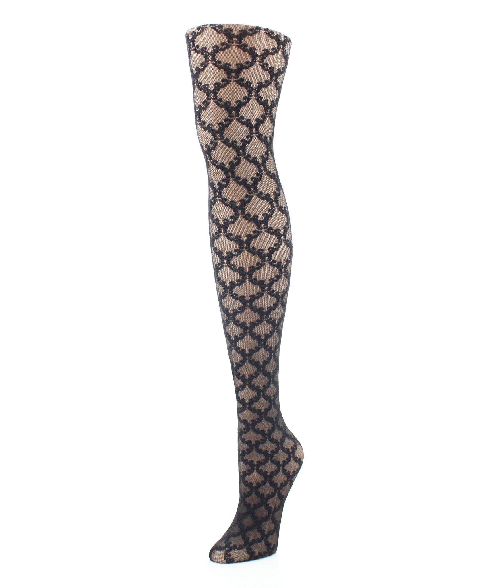 Lacework Patterned Sheer Tights : Color: Black