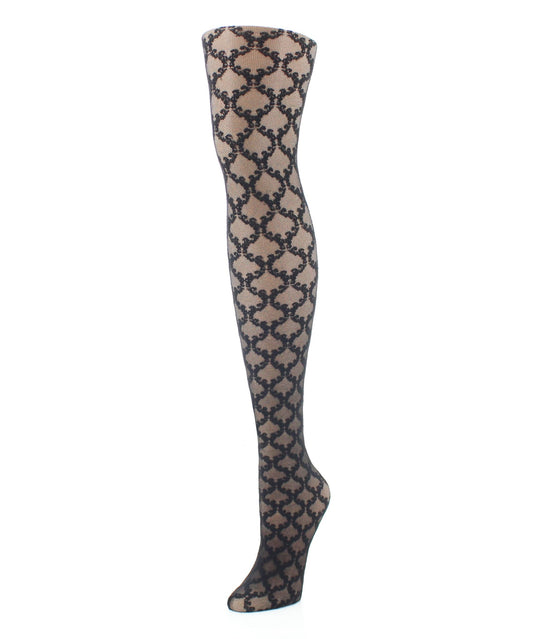 Lacework Patterned Sheer Tights : Color: Black