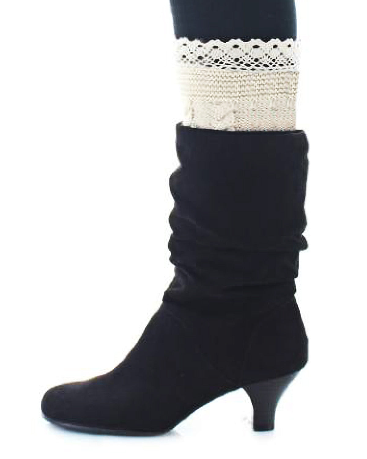 Lattice Lace and Crochet Boot Topper : Color: Oatmeal