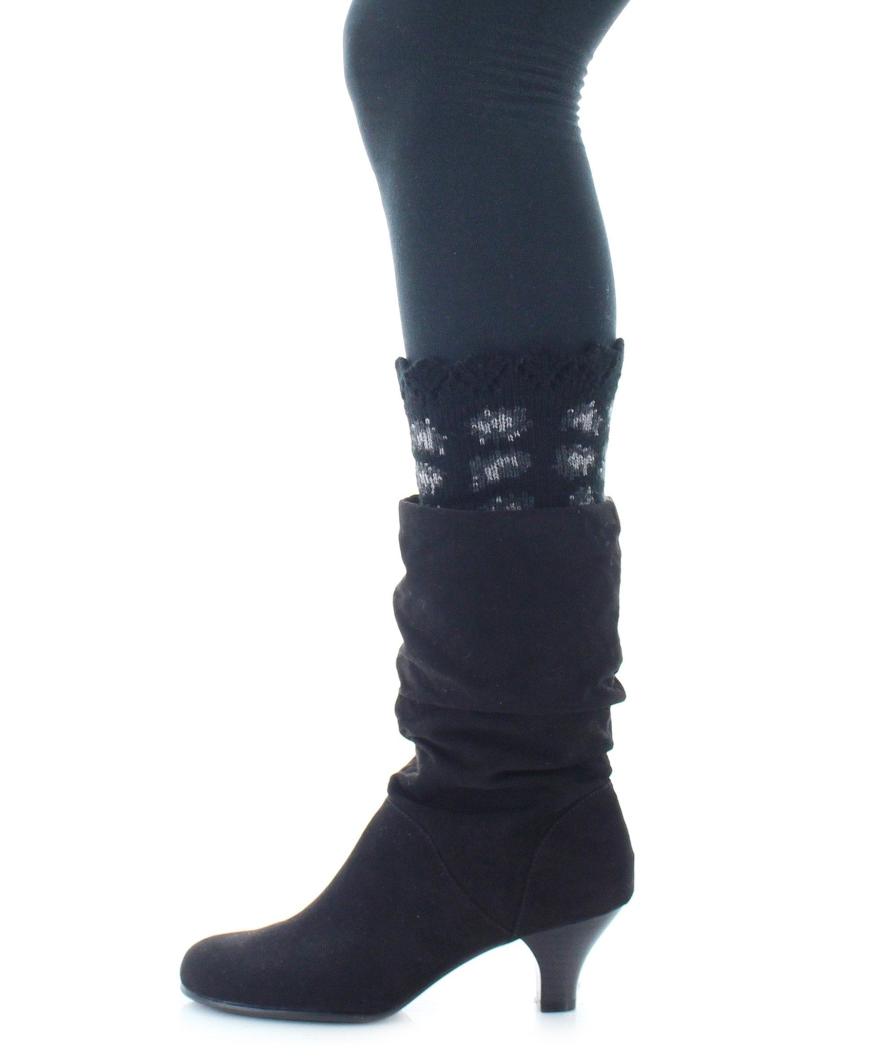 Cheetah Print Knit Boot Toppers : Color: Black