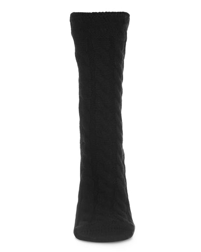 Classic Twist Chunky Knit Non-Skid Crew Sock : Color: Black