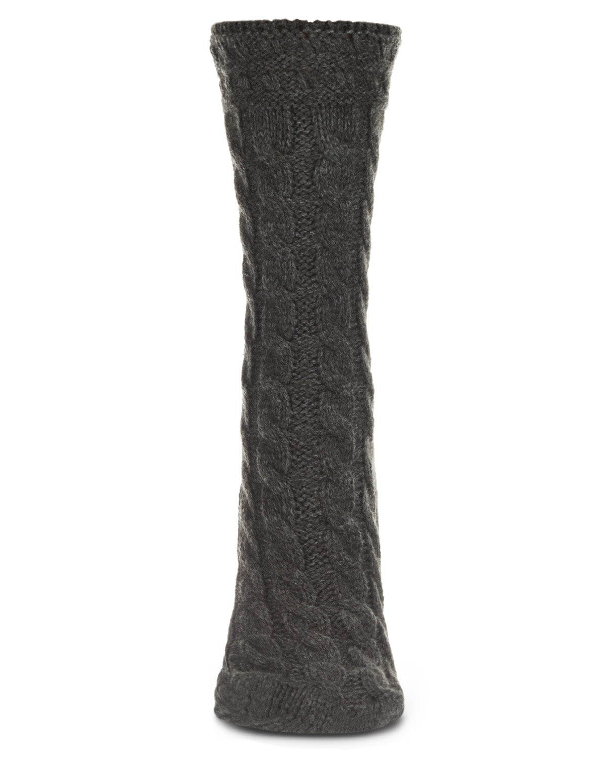 Classic Twist Chunky Knit Non-Skid Crew Sock : Color: Black