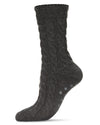 Classic Twist Chunky Knit Non-Skid Crew Sock : Color: Dark Gray Heather