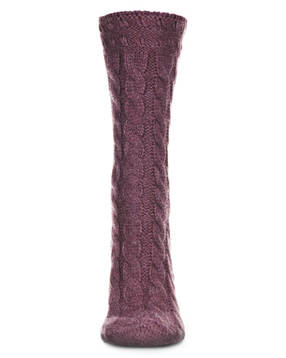 Classic Twist Chunky Knit Non-Skid Crew Sock : Color: Black