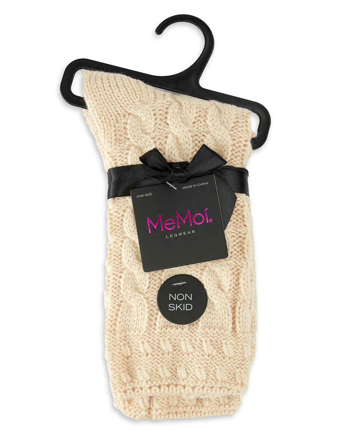 Classic Twist Chunky Knit Non-Skid Crew Sock : Color: Black