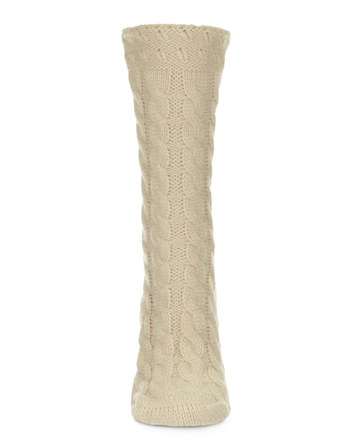 Classic Twist Chunky Knit Non-Skid Crew Sock : Color: Black