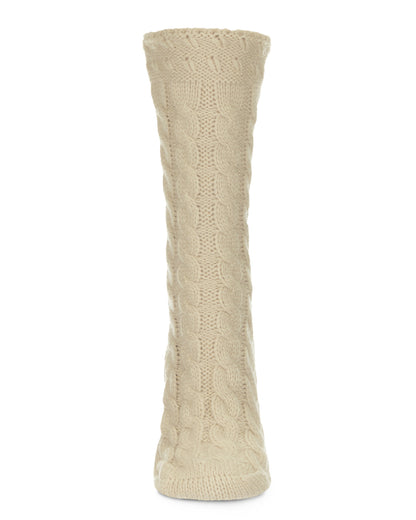 Classic Twist Chunky Knit Non-Skid Crew Sock : Color: Black