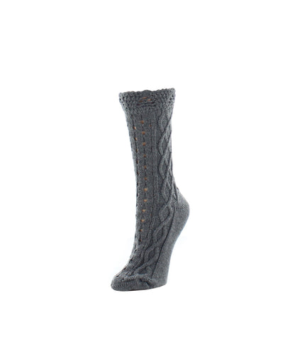 Mixed Patterns Chunky Knit Crew Socks : Color: Medium Gray Heather
