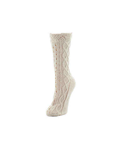 Mixed Patterns Chunky Knit Crew Socks : Color: Oatmeal