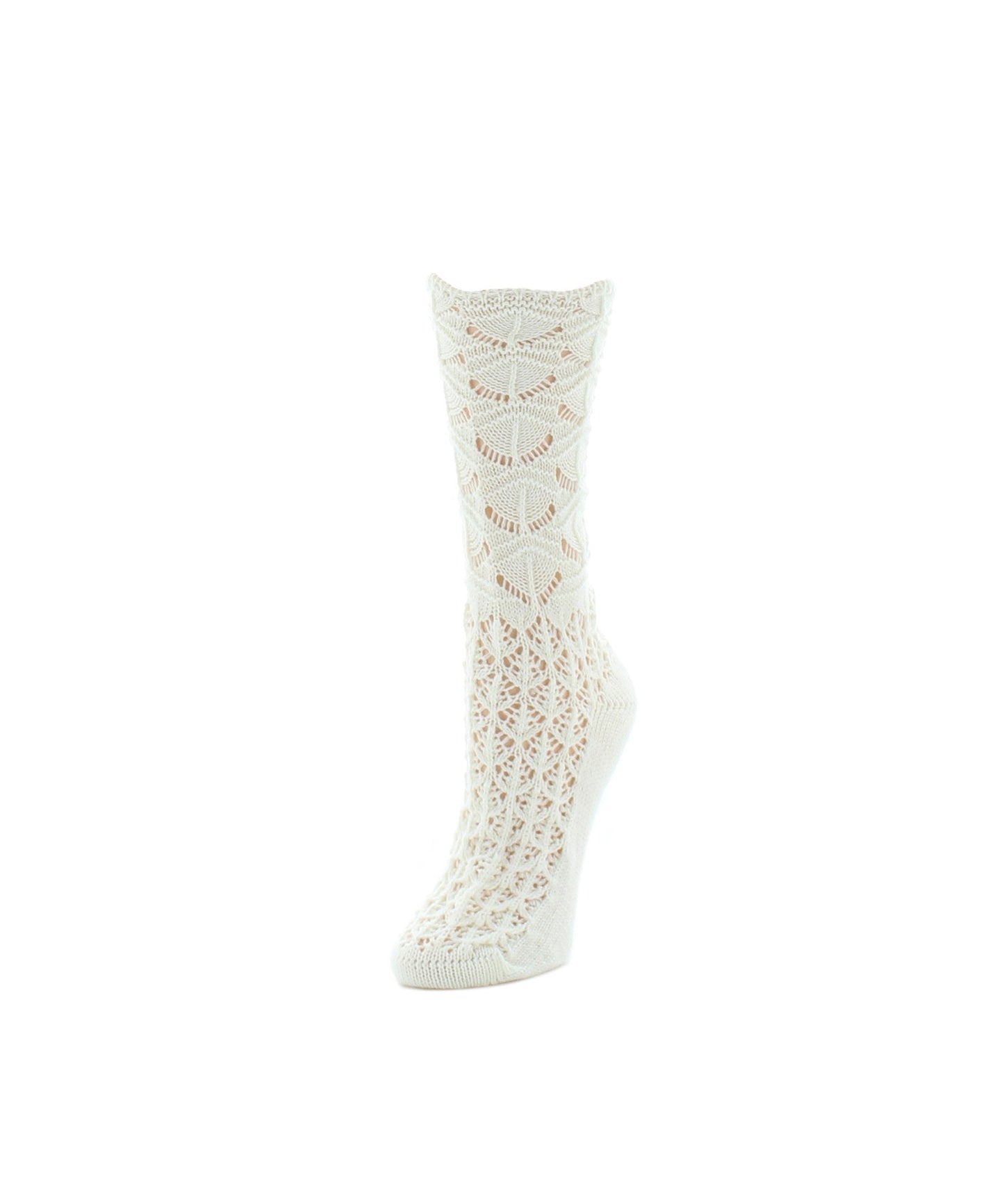 Women's Waves Chunky Open Knit Crew Socks : Color: Ivory