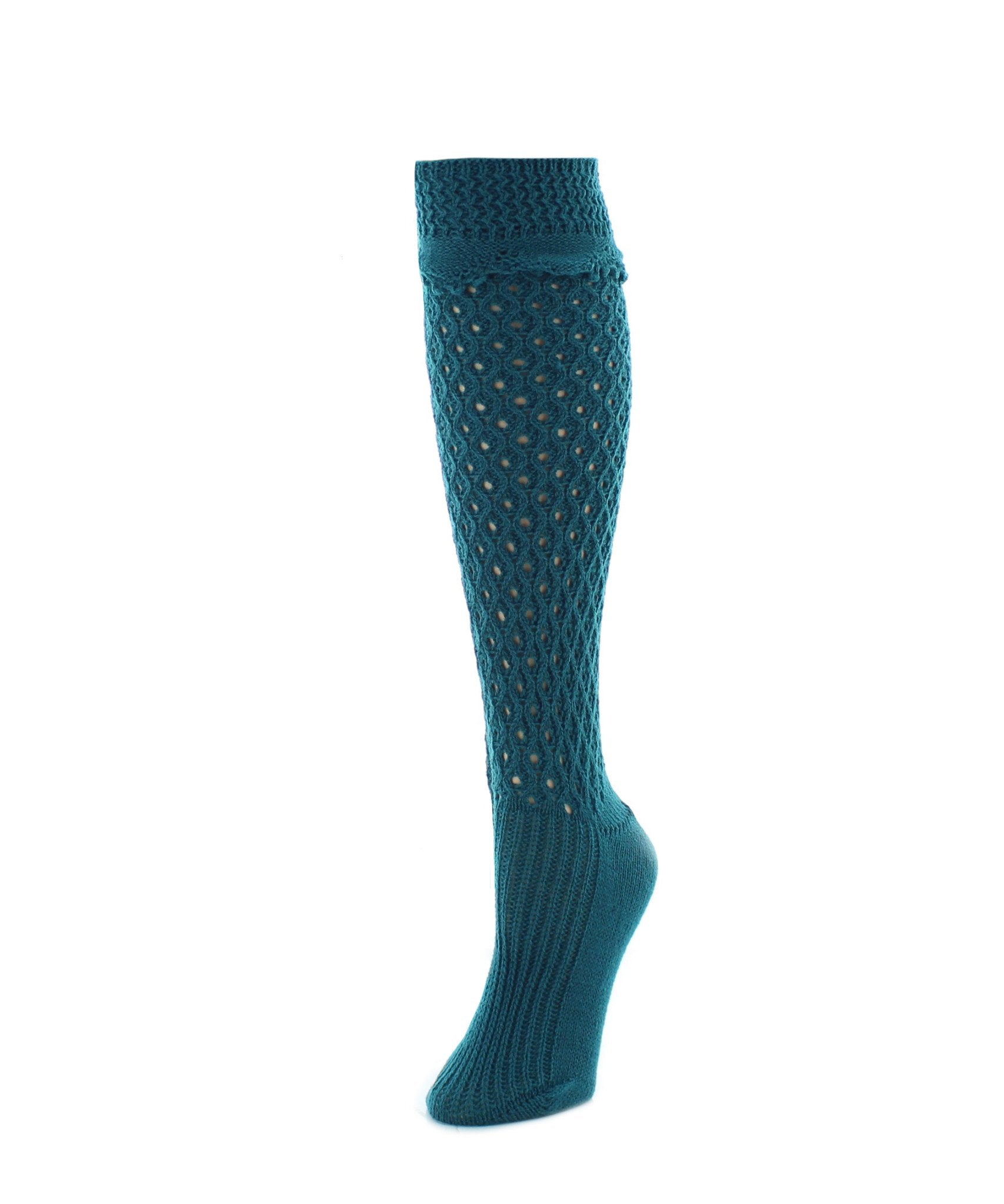 Waffle Chunky Knit Knee-High Sock : Color: Ocean Depths