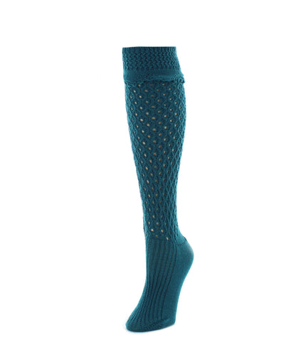 Waffle Chunky Knit Knee-High Sock : Color: Ocean Depths