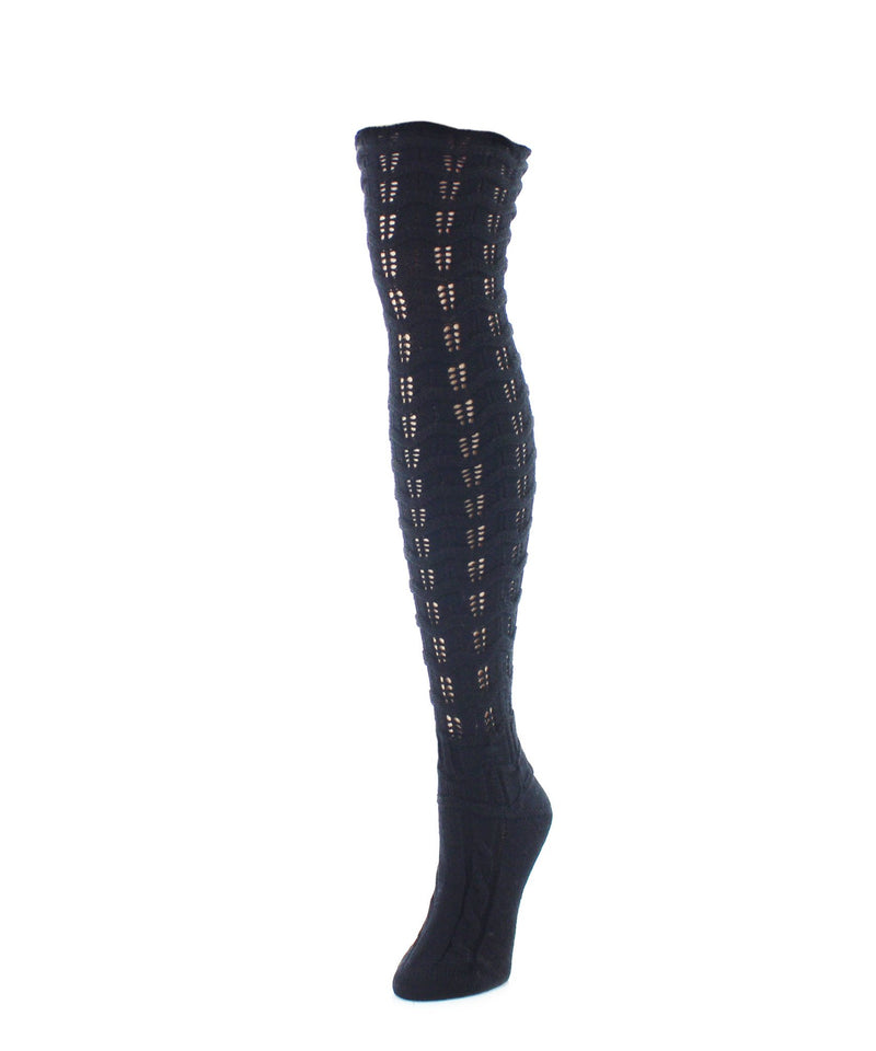 MeMoi Chevron Stripe Chunky Knit Over-The-Knee Warm Socks