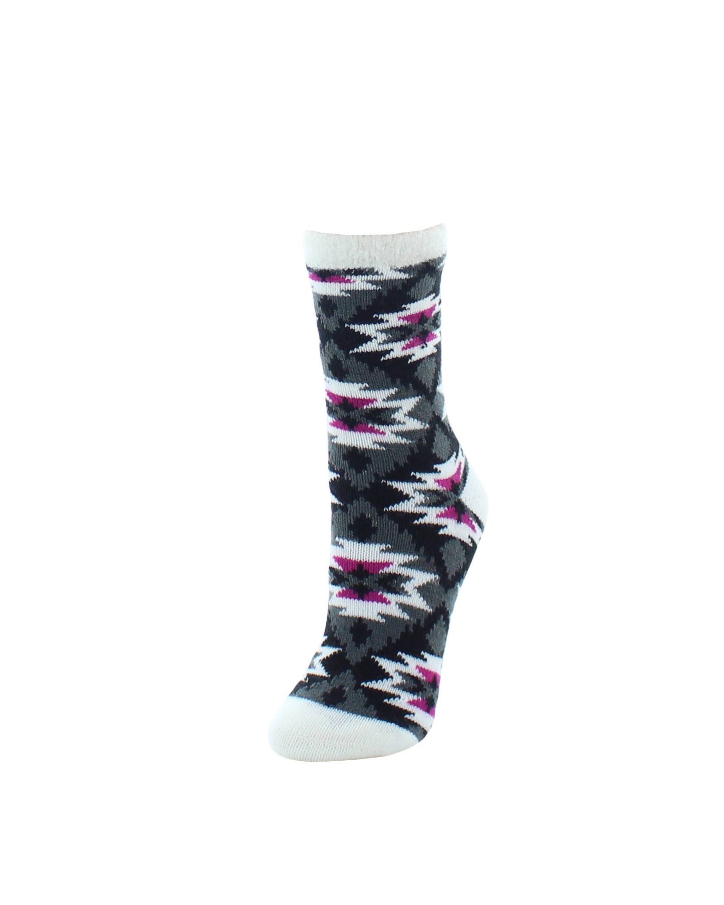 Tribal Print Fuzzy Lined Socks : Color: Pewter