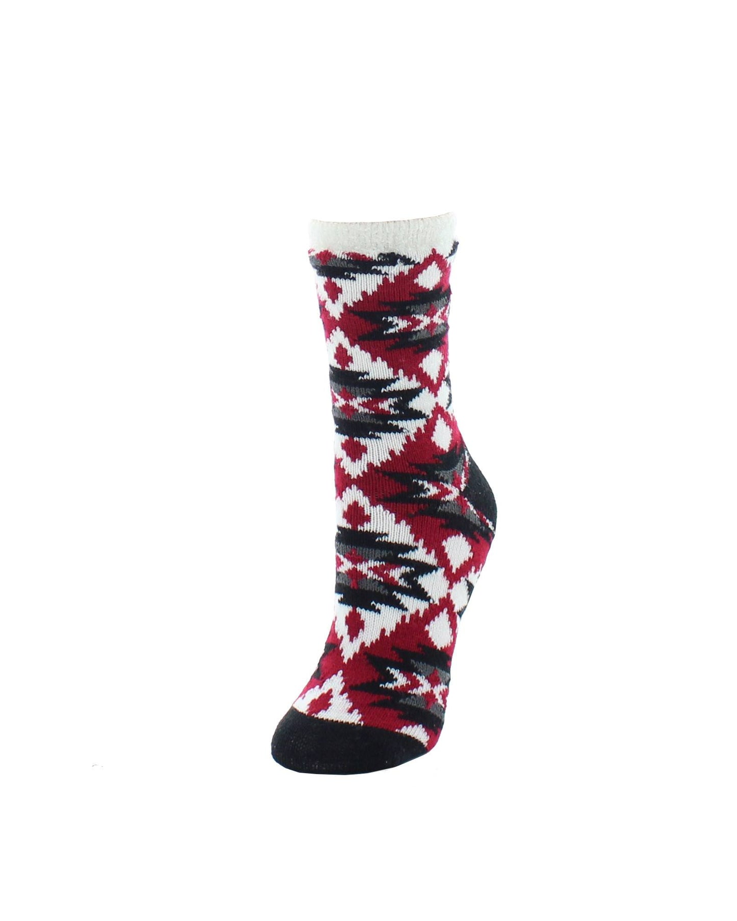 Tribal Print Fuzzy Lined Socks : Color: Pewter