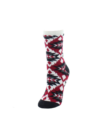 Tribal Print Fuzzy Lined Socks : Color: Pewter