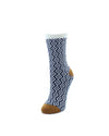 Trellis Fuzzy Lined Non-Skid Crew Socks : Color: Peacoat