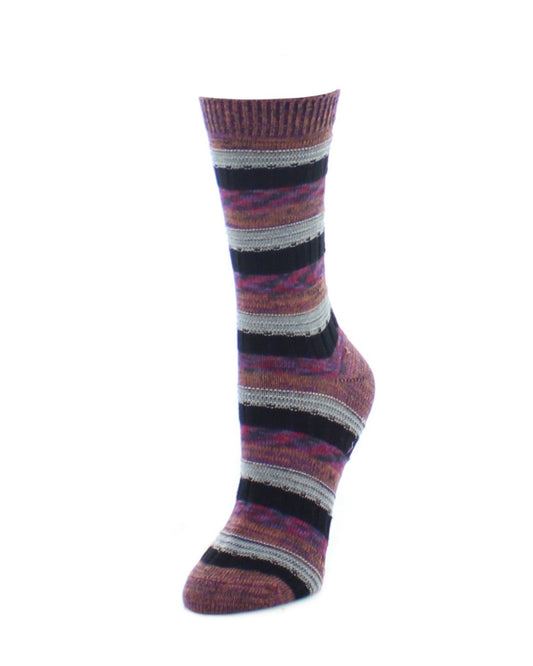 Multicolor Spacedye Stripe Fuzzy Boot Socks : Color: Black