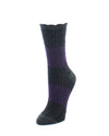 Two Tone Diamond Stripe Fuzzy Boot Socks : Color: Dark Gray Heather
