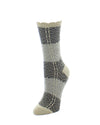 Two Tone Diamond Stripe Fuzzy Boot Socks : Color: Oatmeal