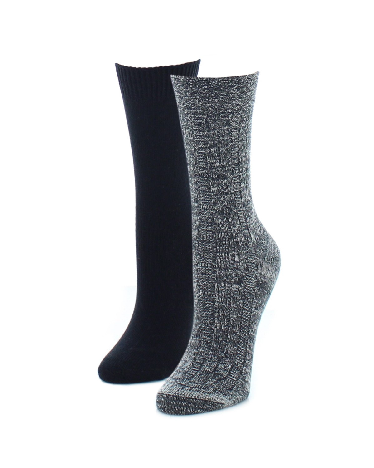 Celtic Weave Fuzzy Boot Sock 2-Pack : Color: Black