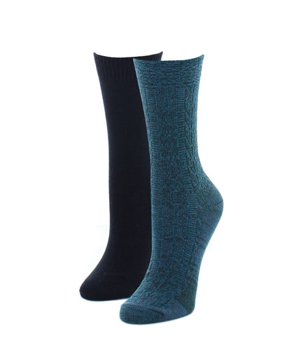Celtic Weave Fuzzy Boot Sock 2-Pack : Color: Ocean Depths