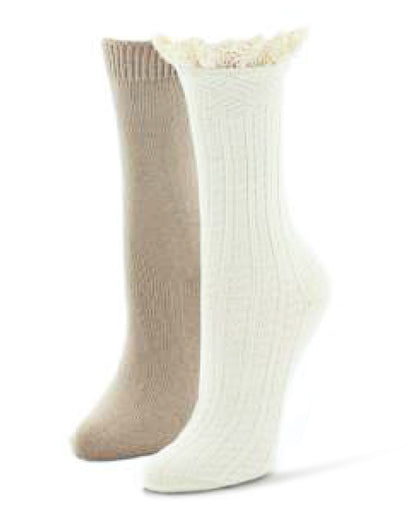 Sq Mix Cotton Blend Boot Socks 2 Pack : Color: Winter White