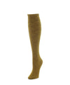 Women's Flower Lined Ribbed Knee High Socks : Color: Chai Tea